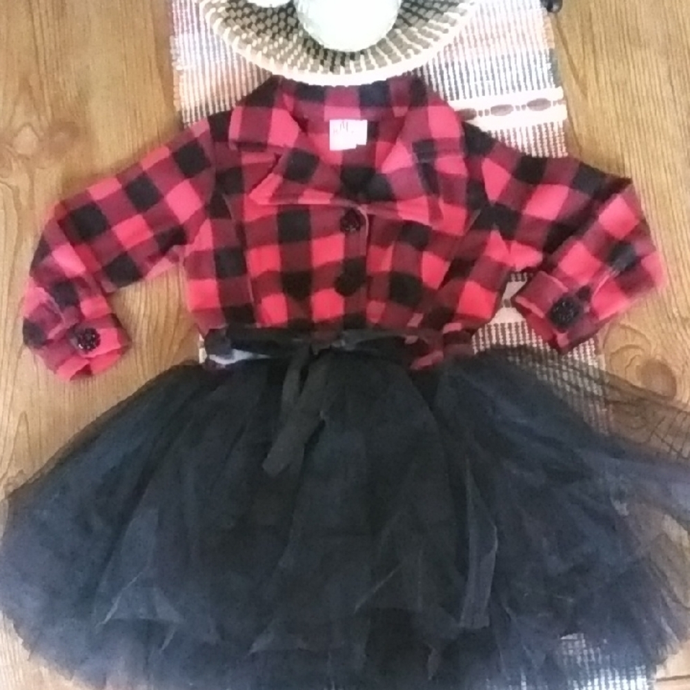 Super Cute Kids Red & Black Buffalo Plaid Tutu Dress